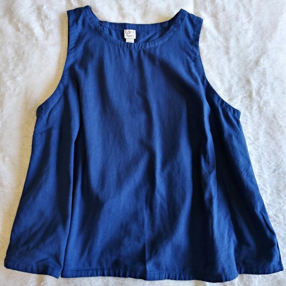 New LOFT Women's Tulip Back Blue Sleeveless Top